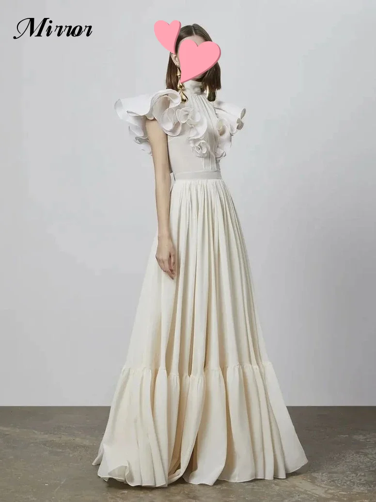 

Mirror Dress Elegant Vintage Sweet Simple Ruffle A-Line Customized Formal Occasion Prom Dress Evening Party Gowns