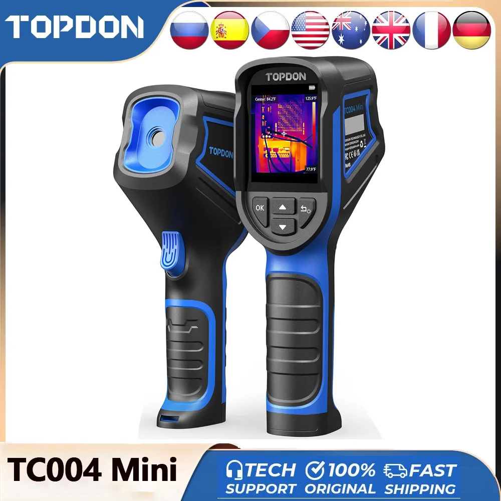 TOPDON TC004 Mini cámara de imagen térmica portátil 240 x 240 resolución TISR 128 x 128 resolución IR cámara infrarroja de 25 Hz