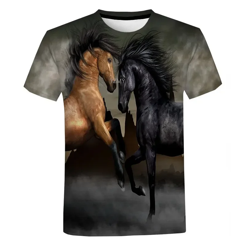 Summer 3d Horse Print Ladies Clothing Top  Women O-neck Harajuku Tee Shirt Casual Streetwear Short Sleeve Tshirt