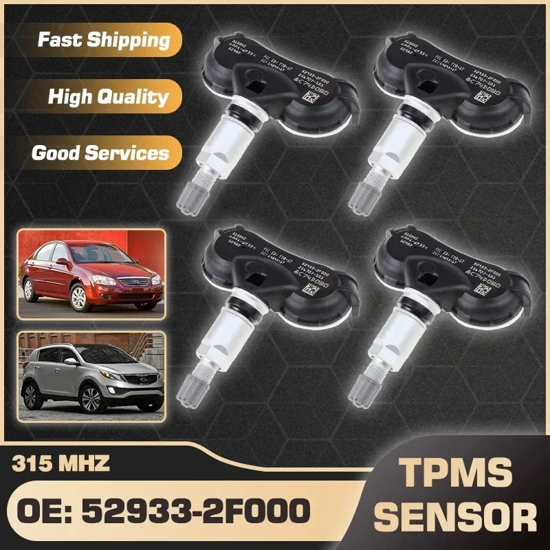 

4Pcs TPMS Tire Pressure Monitor Sensor 315 MHz 52933-2F000 For Car Kia Rio Borrego 2008-2011 Spectra Sportage 2007-2012 AMEXIAOX