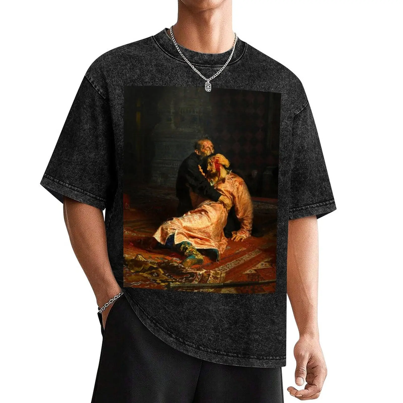 Vivid Retro - Ivan the Terrible and His Son Ivan T-Shirt basketball graphic tees Man t-shirt street wear t shirts for men pack