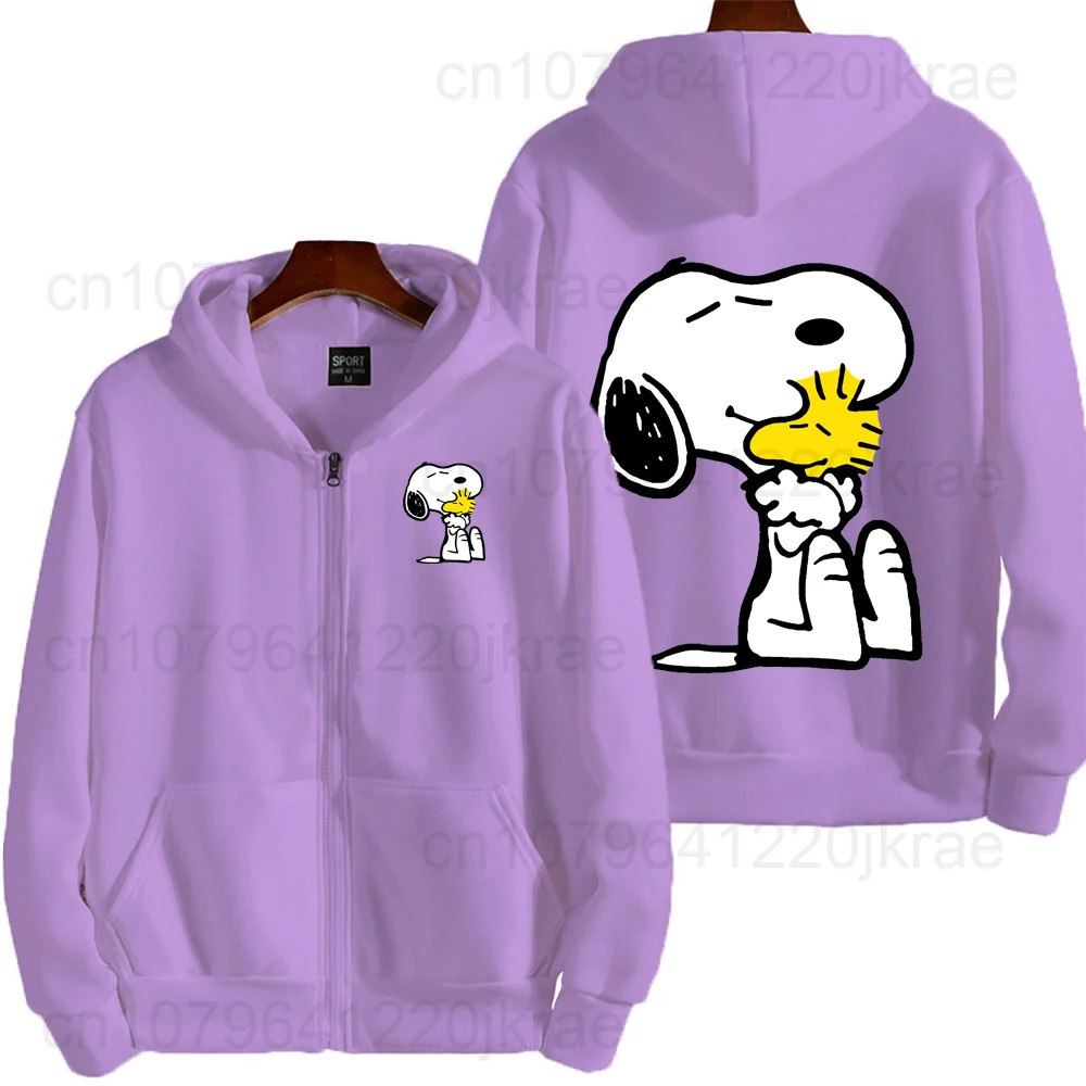 Snoopy Men Zipper Hoodie Spring Autumn Fashion Women Sweatshirt 2025 New Cartoon Anime Couple Oversized Jacket Coat Clothes