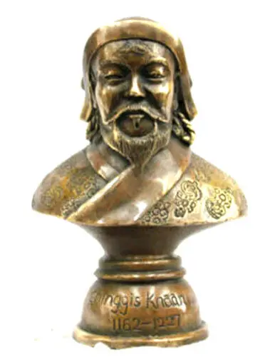 

old antique bronze excellent carved unique Genghis Khan Bust Statues