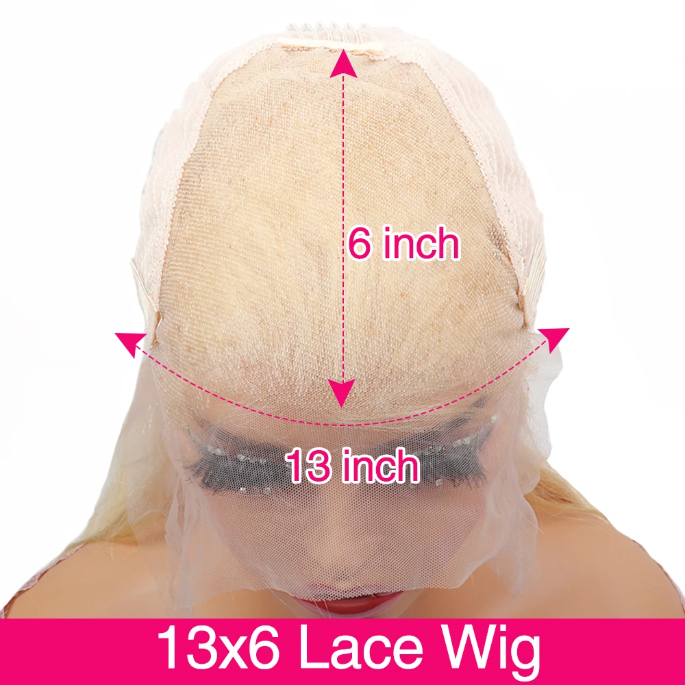 Honey Blonde Lace Front Perucas para Mulheres, Cabelo Humano Liso, Peruca Frontal de Renda Transparente, Cabelo Brasileiro, Densidade 180, 613, 13x6, 36 pol