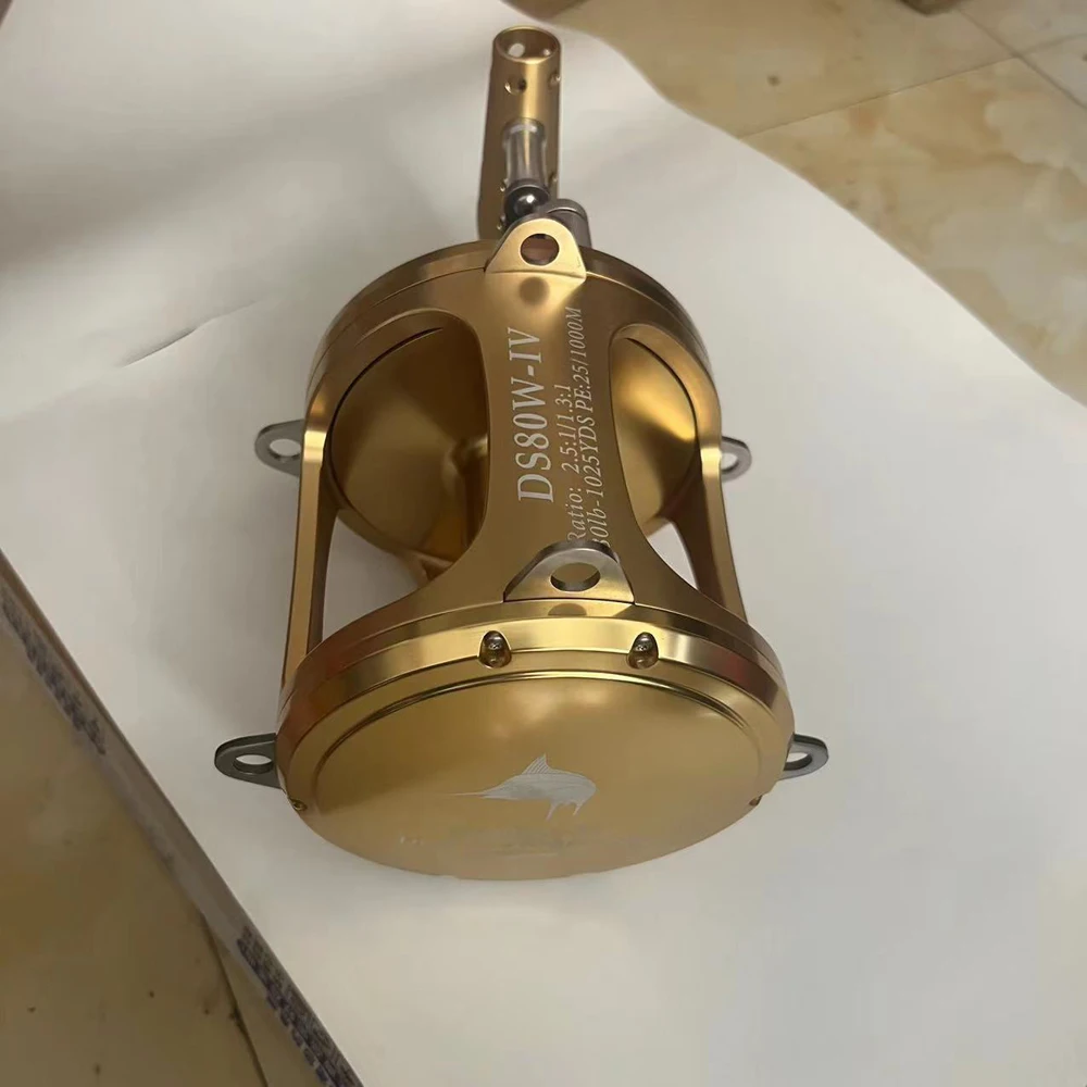 130W 80W 2-Gang-Trommelrolle für Hochseeangeln, Big Game Trolling Jigging Rolle, Salzwasser, maximale Zugkraft 130LB, für Thunfisch, Marlin, Pesca – Detail 12