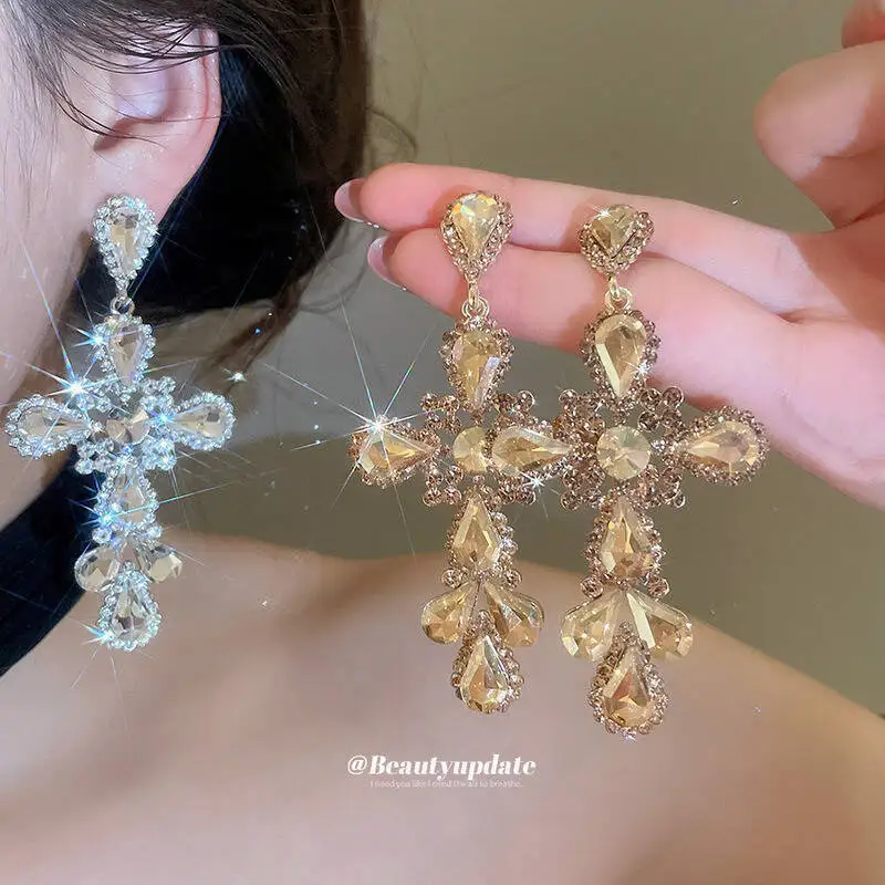 Elegante Silbernadel-Ohrringe mit Diamantbesatz, Tropfenform, Palast-Stil, Vintage, Persönlichkeit, Luxus, Hochwertige Damen-Ohrringe