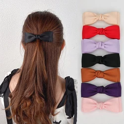 Korean Women Fashion Bow Spring Hair Clips Elegant Headwear Girls Black Pink Trendy Pin Simple Summer Barrettes Hair Accessories