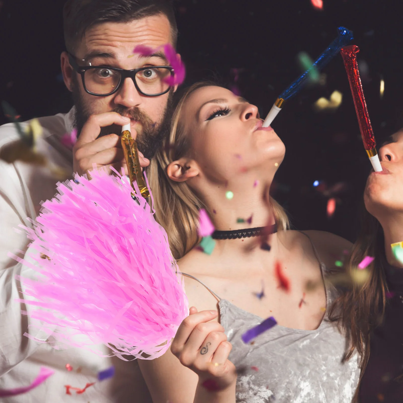 

12Pcs Cheering Poms Plastic Material Smooth Handle Not Fall Off Cheerleaders Dancers Gymnastics Events Supplies