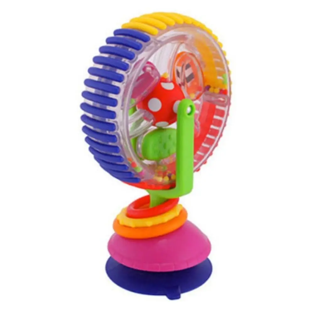 Ventosa adatta 360 Rotante Mulino a vento Ruota di plastica di piccole dimensioni Giocattolo per bambini Apprendimento precoce Perline colorate Montessori Sonaglio che gioca