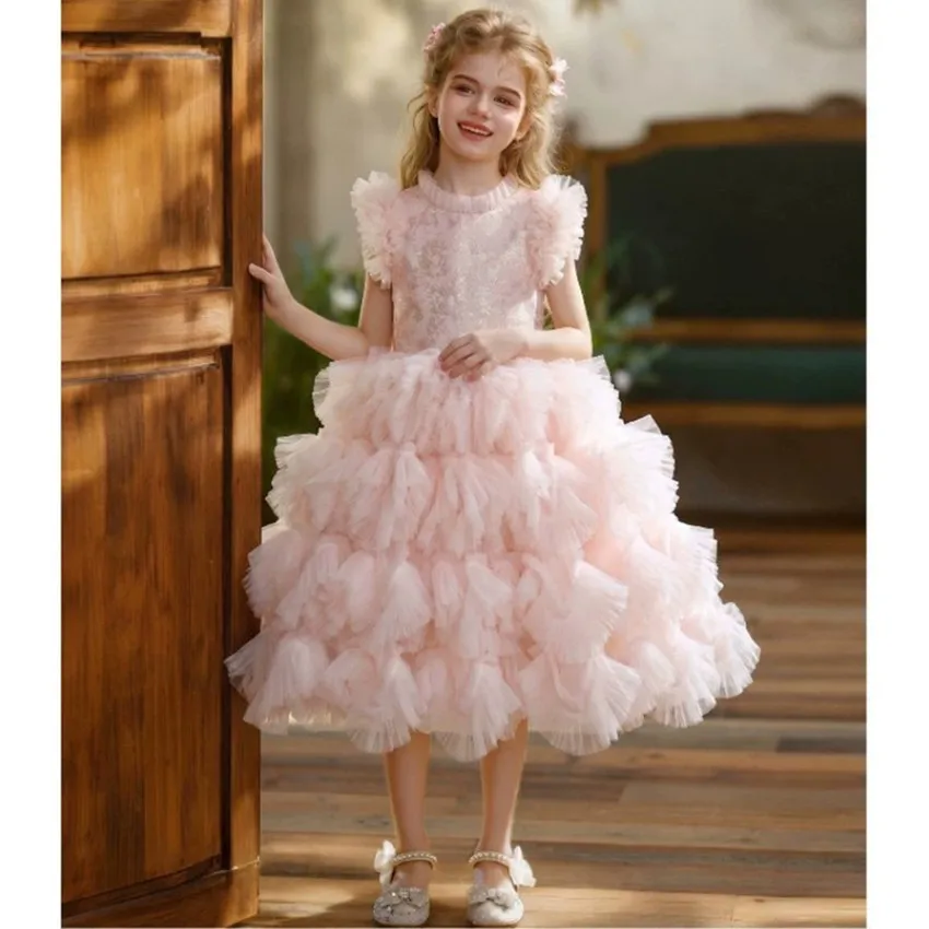 Neues Rosa Partykleid für Kinder, Klavierauftritt-Kleid, Geburtstags- und Hochzeitskleid für Mädchen A5035, Großhandel Abendkleider für Mädchen – Detail 5