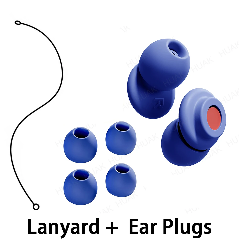 Soft Reusable Soundproof Ear Plugs  for Swimming Sleeping Learning Concerts & Motorcyclists with Silicone Lanyard