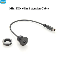 Mini Din 6pin Male to Female Extension Cable Round Flush Panel Mount Mini DIN Bulkhead Connector for Equipment, Control Panels