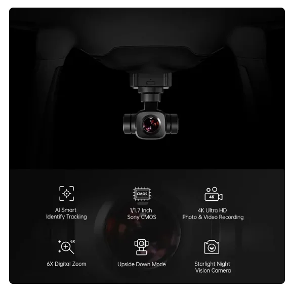 Câmera SIYI A8 Mini Gimbal, Ultra HD, AI Identificar Zoom Digital 6X, Sensor Sony, Visão Noturna, Estabilizador de 3 Eixos, 4K, 8MP