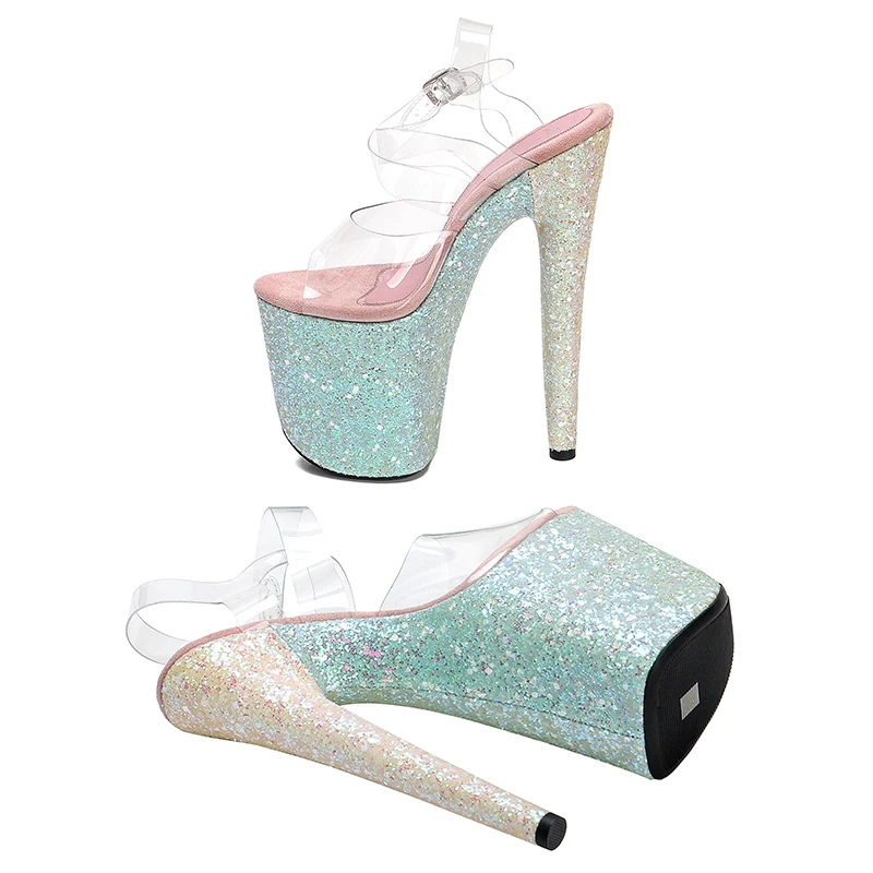 Leecabe 20cm/ 8inches PVC upper exotic sexy fashion party high heel sandals Models Party Show Stage Platform Women Sandals 1B