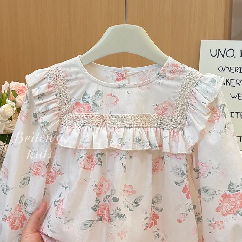

Girls2025Autumn New Long Sleeve Doll Collar Shirt Spring and Autumn Stylish Embroidered Shirt Baby Shirt Trendy