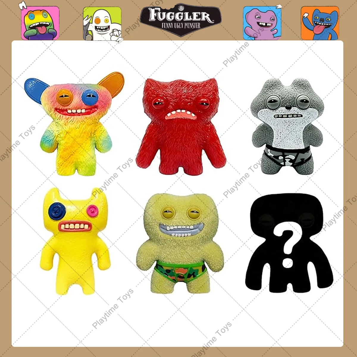 Fuggler Brzydkie Potwory 100% Oryginalne 6 Sztuk Blind Box Śmieszne Potwory z Zębami Zestaw Modeli Zabawek 6,5-8cm Figurka Niespodzianka Ozdoba Prezenty
