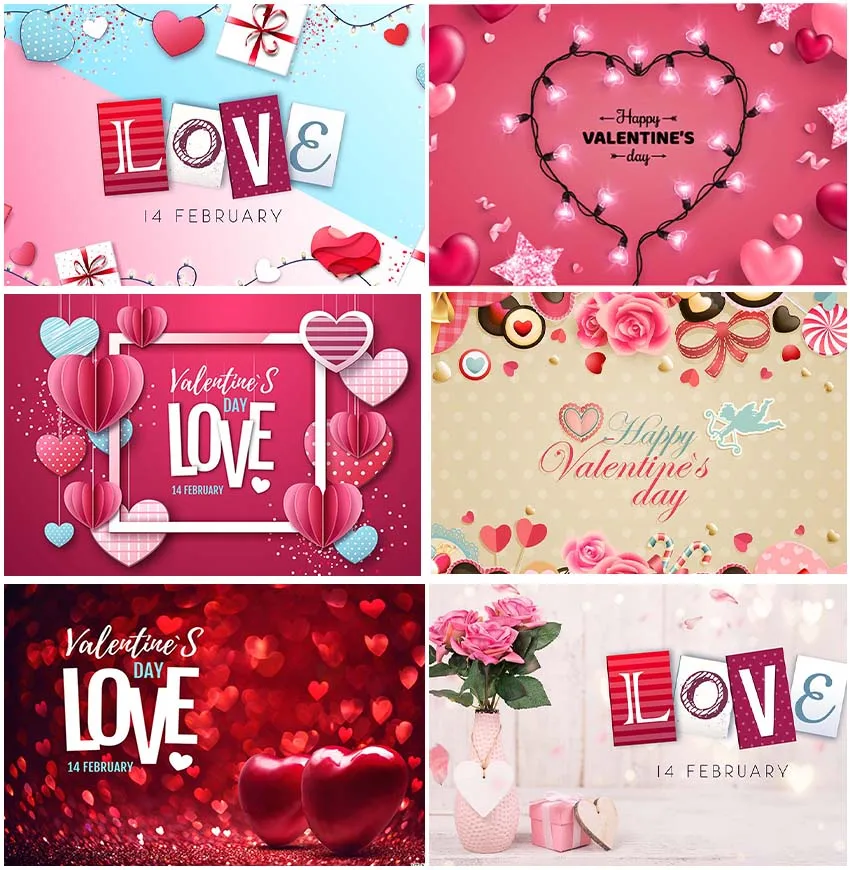 

Valentine's Day Backgrounds Supplies Decor Anniversary Love Portrait Flowers Poster Backdrops Photographic Banner Studio Photo