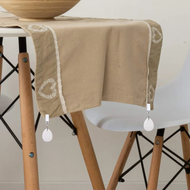 8PCS Tablecloth Weights Teardrop Shape Pendant Outdoor Table Cloth Weights Stones With Metal Clips Marble Table Cover Weights