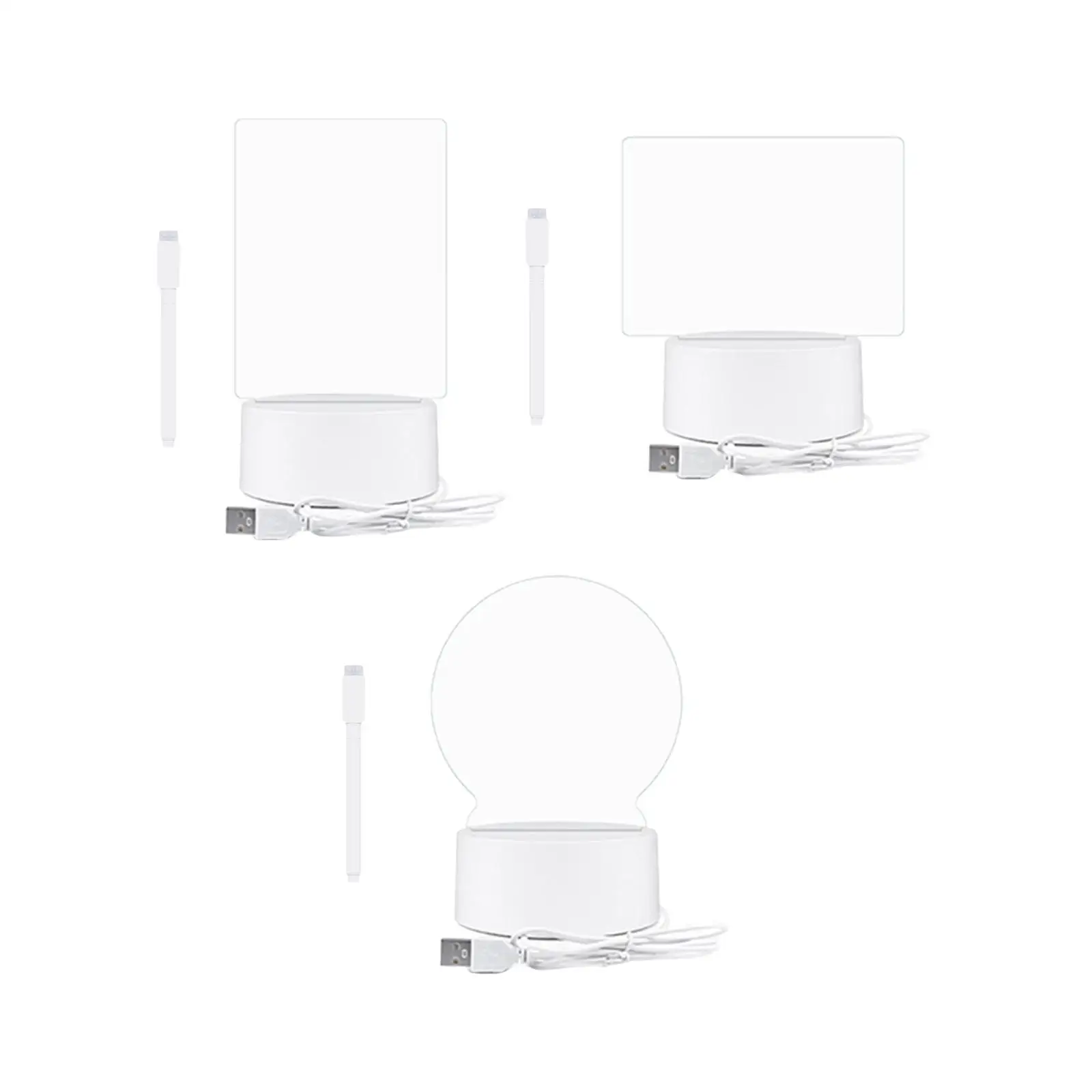 Acrylic Drying Board Lighted USB Note Board Includes Marker Pens Glow Message