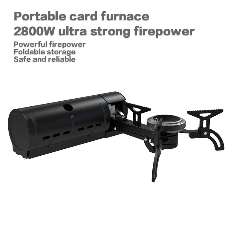 Outdoor Camping Box Stove Portable Folding Card Mini Gas Stove Camping Gas Burner Butane Stove 2800W Cooker with Cooking Bag