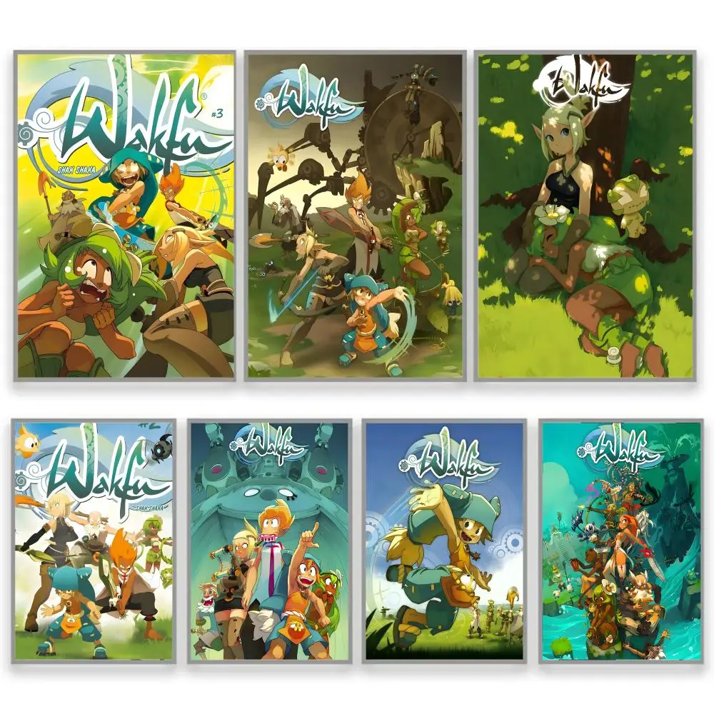 لعبة فيديو جميلة W-wakfu ملصق مقاوم للماء قماش الفن التجاعيد الحرة الجدار الشنق للمنزل غرفة المعيشة ديكور غرفة نوم