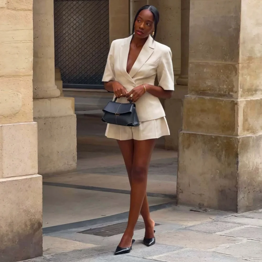 

Womens Blazer Sets 2 Piece V Neck Button Office Outfits Summer Shorts Suits Matching Sets Jumpsuit Playsuit