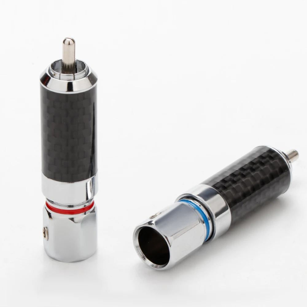 HiFi Rhodium RCA-Stecker, Audio-Buchse, Kohlefaser-Gehäuse Lautsprecheranschluss, Männlicher Lötstecker, Schraubverriegelung Ohne Löten – Detail 8