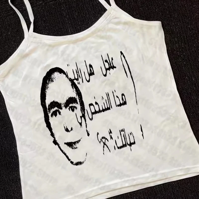 2000s Punk Gothic Printing Baby Tank Vintage Printing Women Slim Tank Tops Emo Girls Printing Sexy Women Clothing Summer Y2k