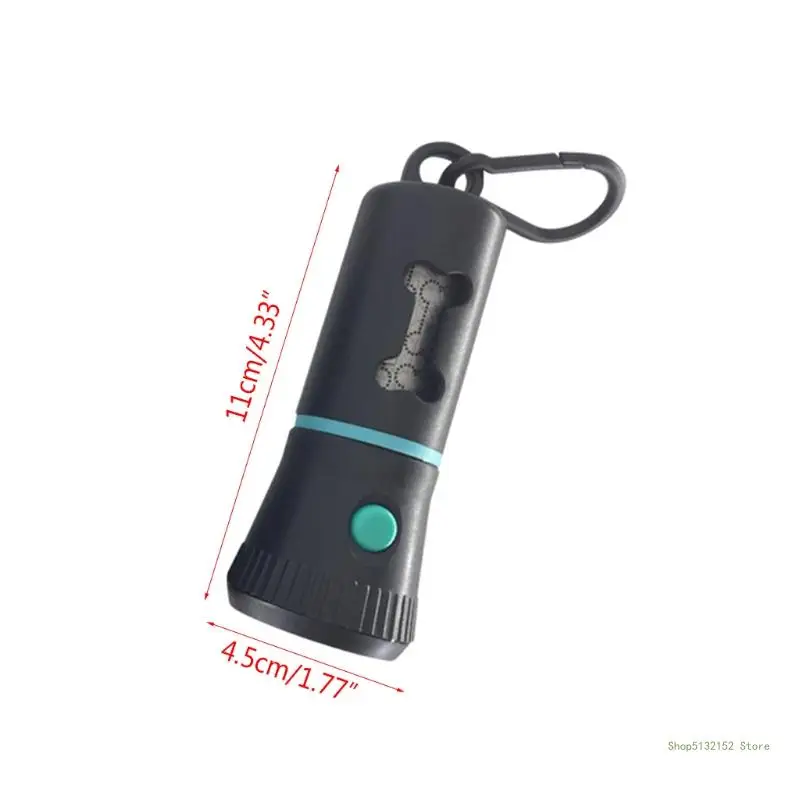 QX2E Dog Poop Bag Dispenser with LED Flashlight Cleaning Waste Garbage Box for Carrier Pet Puppy Pick-Up Bags Holder