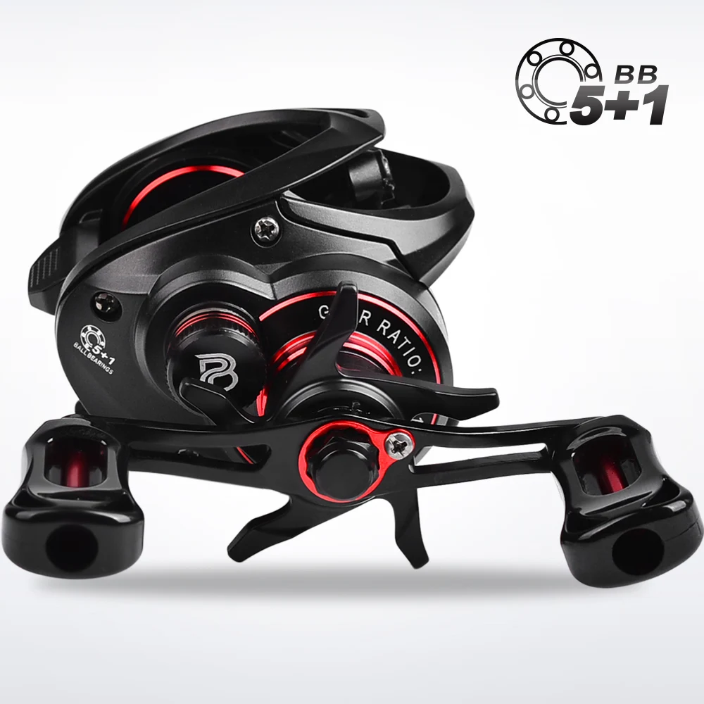 PROBEROS Baitcasting-Rolle 7,2:1 Übersetzungsverhältnis 5+1BB 8 kg/18 lb Drag 162 g Metallgehäuse Gusstrommelrad Salzwasser-Angelrolle Pesca – Detail 10