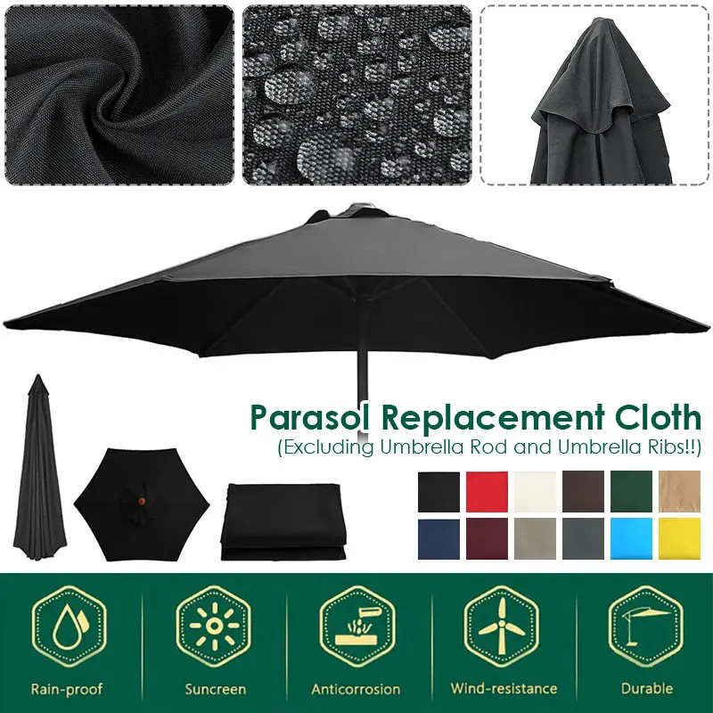 Colorful Patio Umbrella Replacement Canopy Market Umbrella Top Outdoor Umbrella Canopy with 6/8 Ribs (Canopy Only)