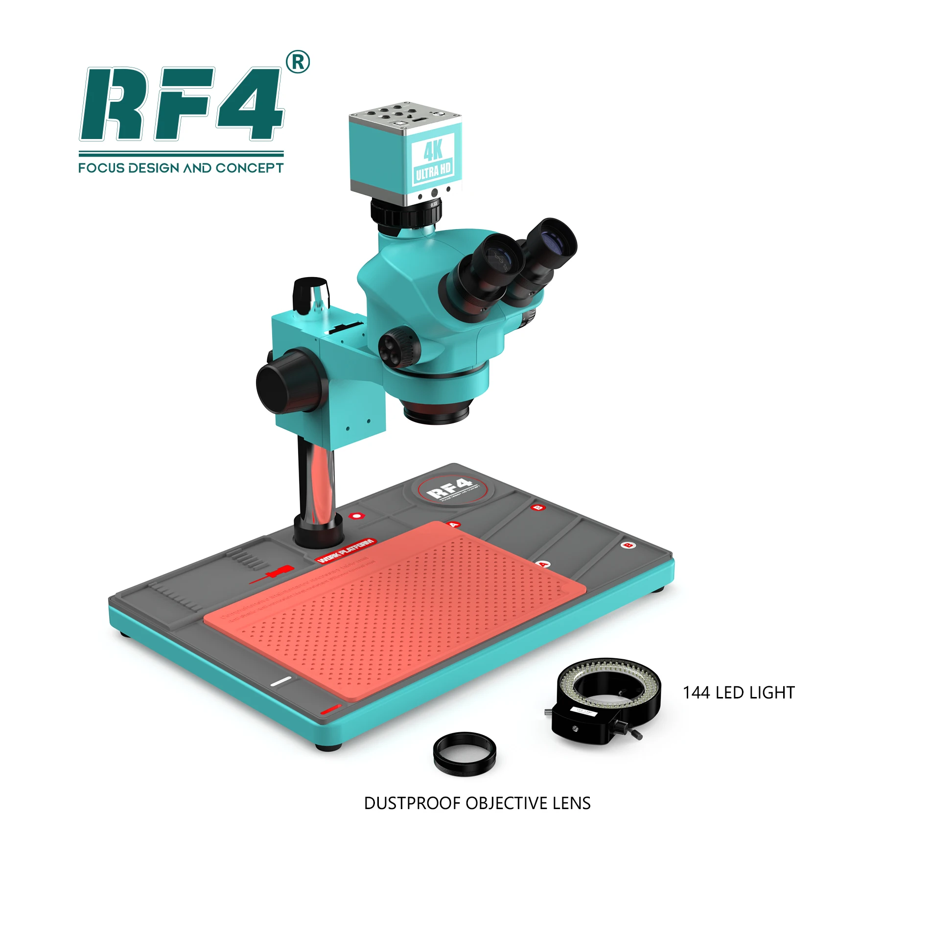 RF4 7X-50X 4K HDMI 1080P kamera USB simull Focal spawanie elektroniczna naprawa duża podstawka Triocular Zoom mikroskop Stereo RF7050TVP