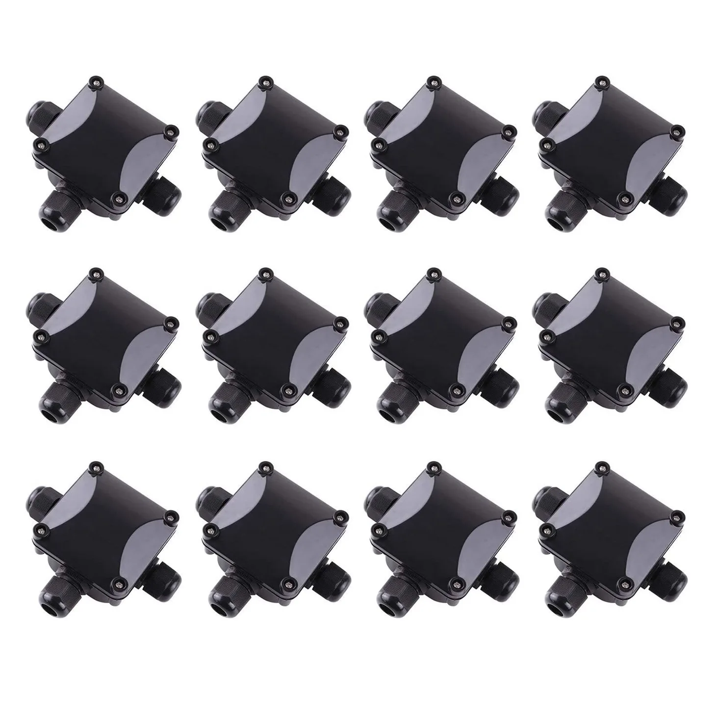 A013 Box Waterproof IP68 External Electrical Junction Box 3 Way Cable Connector Outdoor for 5.5mm-10.2mm (Pack of 12)