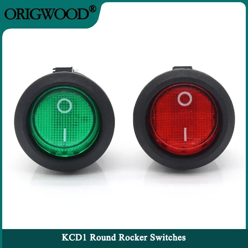 KCD1 Interruptor Rocker Redondo 2/3Pin ON-OFF-ON 2/3 Posição 6A/250VAC 10A/125VAC SPST 23mm LED Interruptores de botão para carro