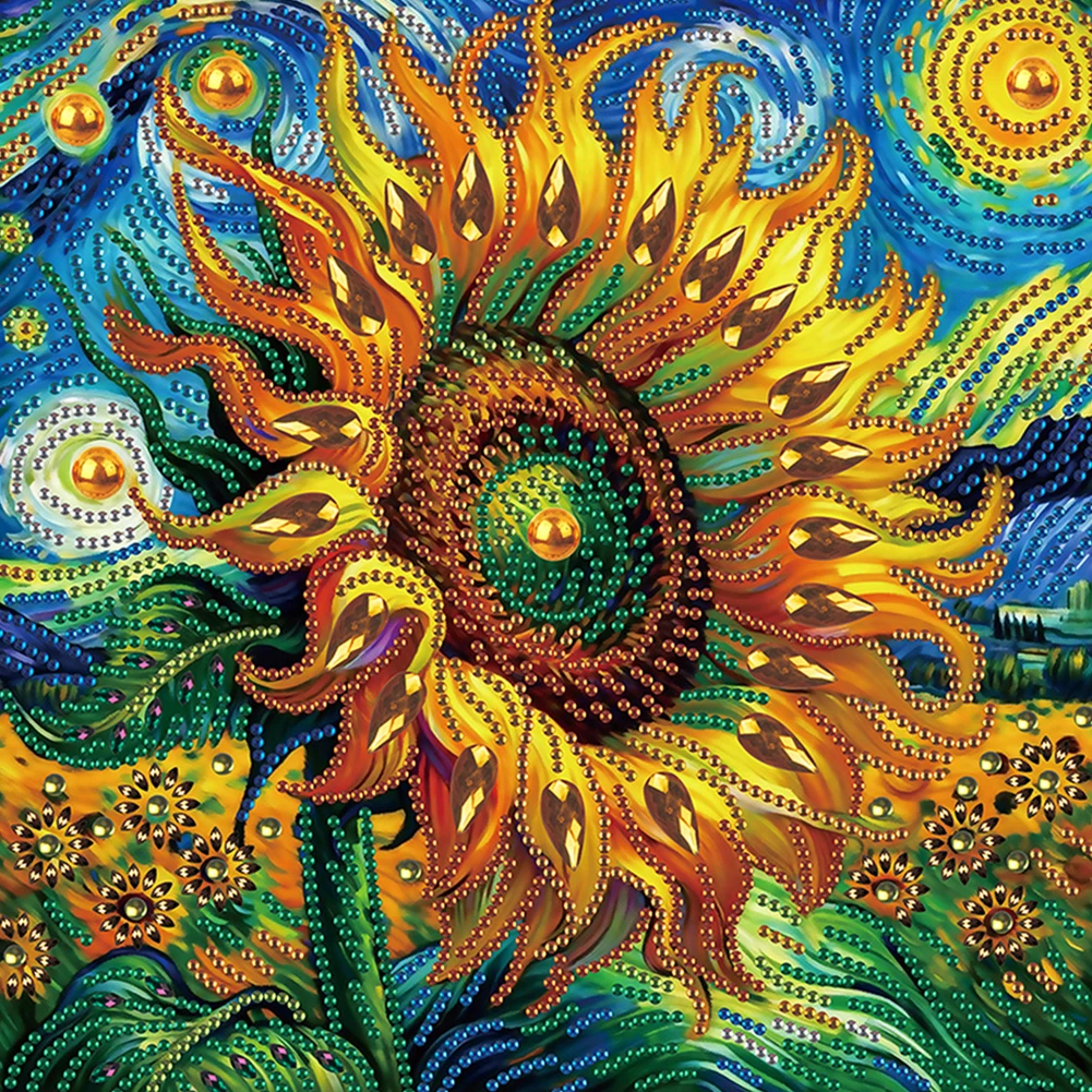 4 قطع 5D DIY جزئية خاصة على شكل الحفر الماس اللوحة زهرة ديكور 30x30cm #5