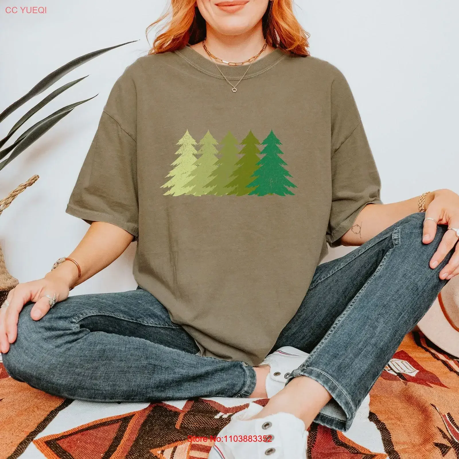 Camiseta vintage lavada con diseño de árboles verdes para amantes de la naturaleza, regalo de camping, ideal para mamá amante de la naturaleza, cumpleaños, estilo casual.