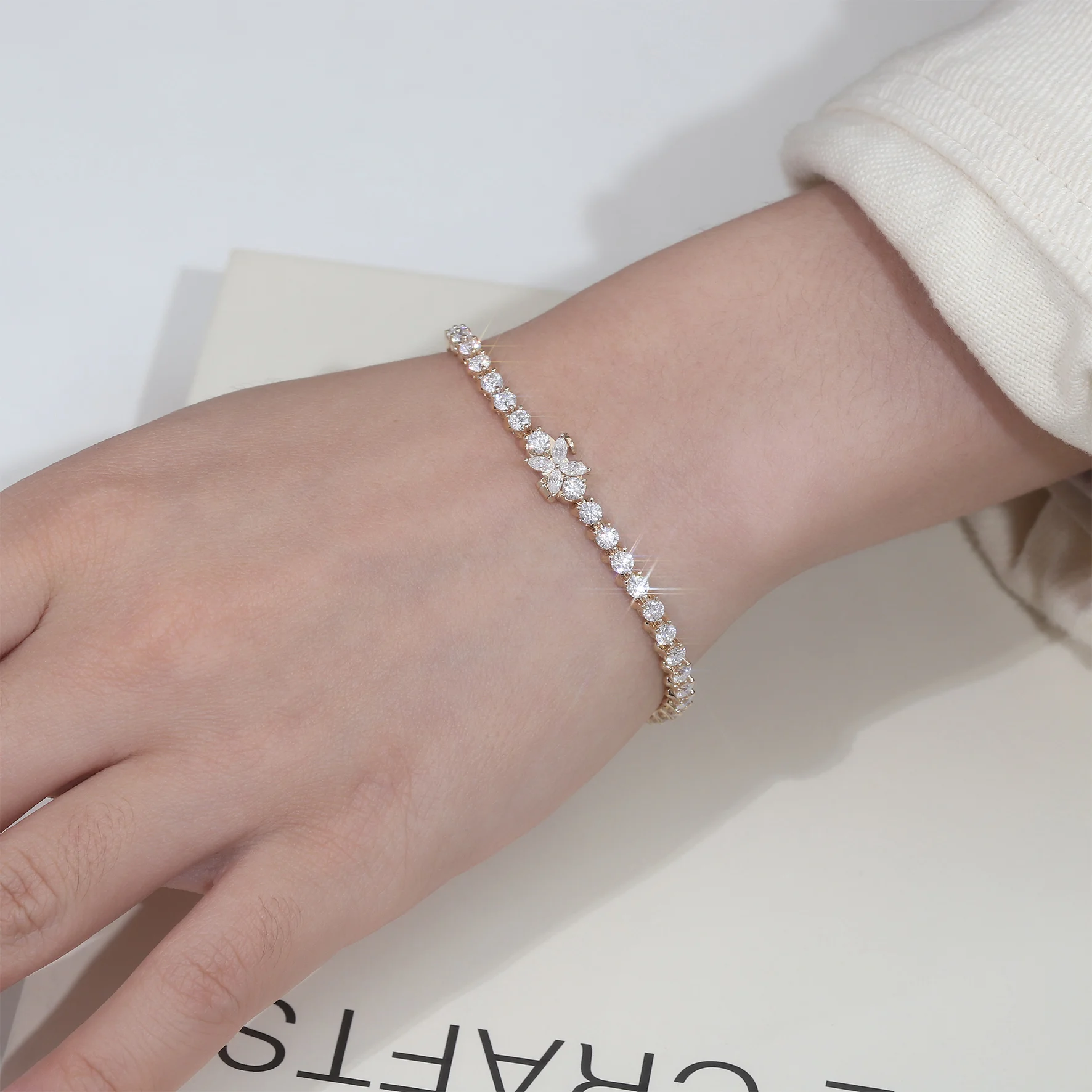 Provence Luxury Tennis Bracelet 19cm 14K18K Yellow Gold DEF/VS Lab Diamonds Chain fashions Bangles for Women Fine jewelry Custom