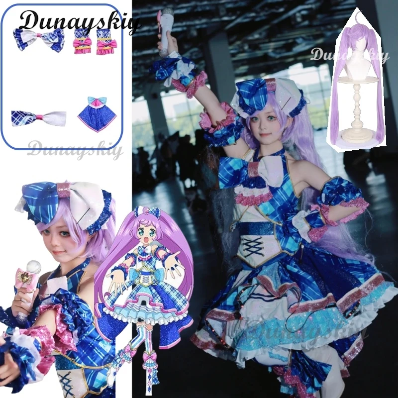 Costume Cosplay de Manaka Laala pour Femme, Anime Pri138, SoLaMi SMILE, Perruque, Robe Bleue et Blanche, Jupe Lolita, Belle Tenue de Noël Personnalisée