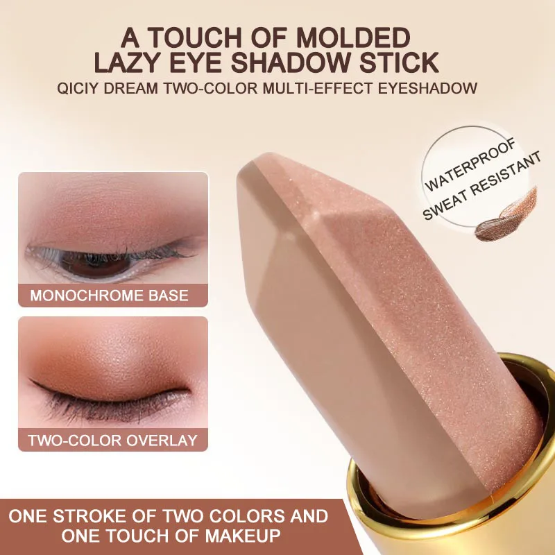 Two Color Gradient Eye Shadow Stick Three Dimensional Natural Without Taking Off Makeup Highlight brightening Glitter Matte
