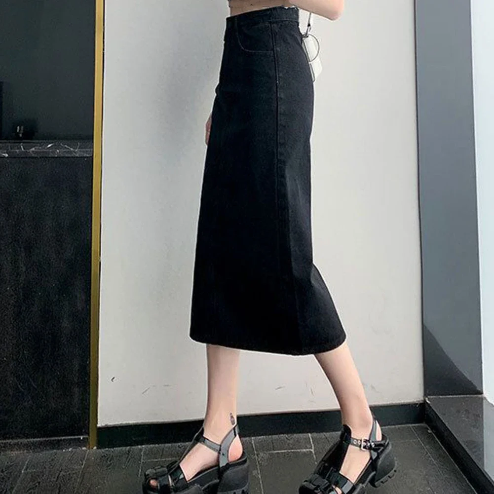 バックスリットスカート Aライン カジュアルスカート やや伸縮性のある無地柄 春休みに最適 女性用