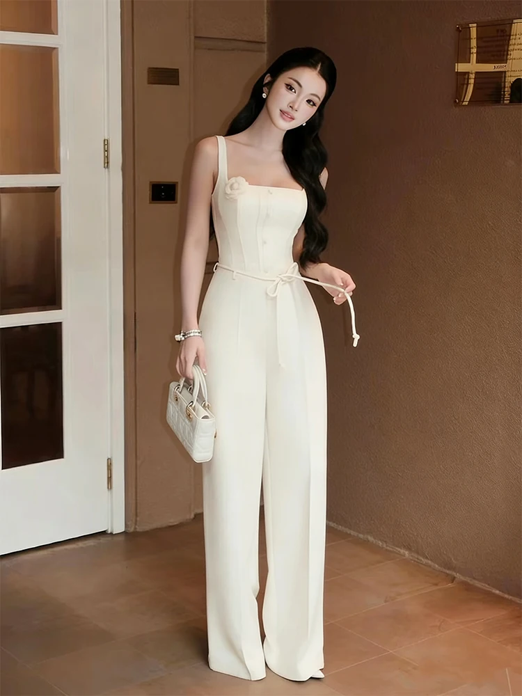 

Sweet And Spicy Style 3D Flower Print Slimming One-Piece Pants High Waist Long Leggers Women's Premium Quality Fashionable Suit
