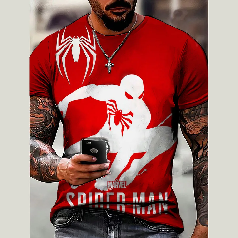 Men's T Shirt venom Casual Marvel Spider Man print Hip Hop Short Sleeve Round Sport T Shirt Oversized Men Clothing Tops