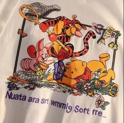 Summer Casual Couples T-shirts Funny Disney Winnie The Pooh Cartoon Print Harajuku High Street Round Neck Men's Short Sleeve Top