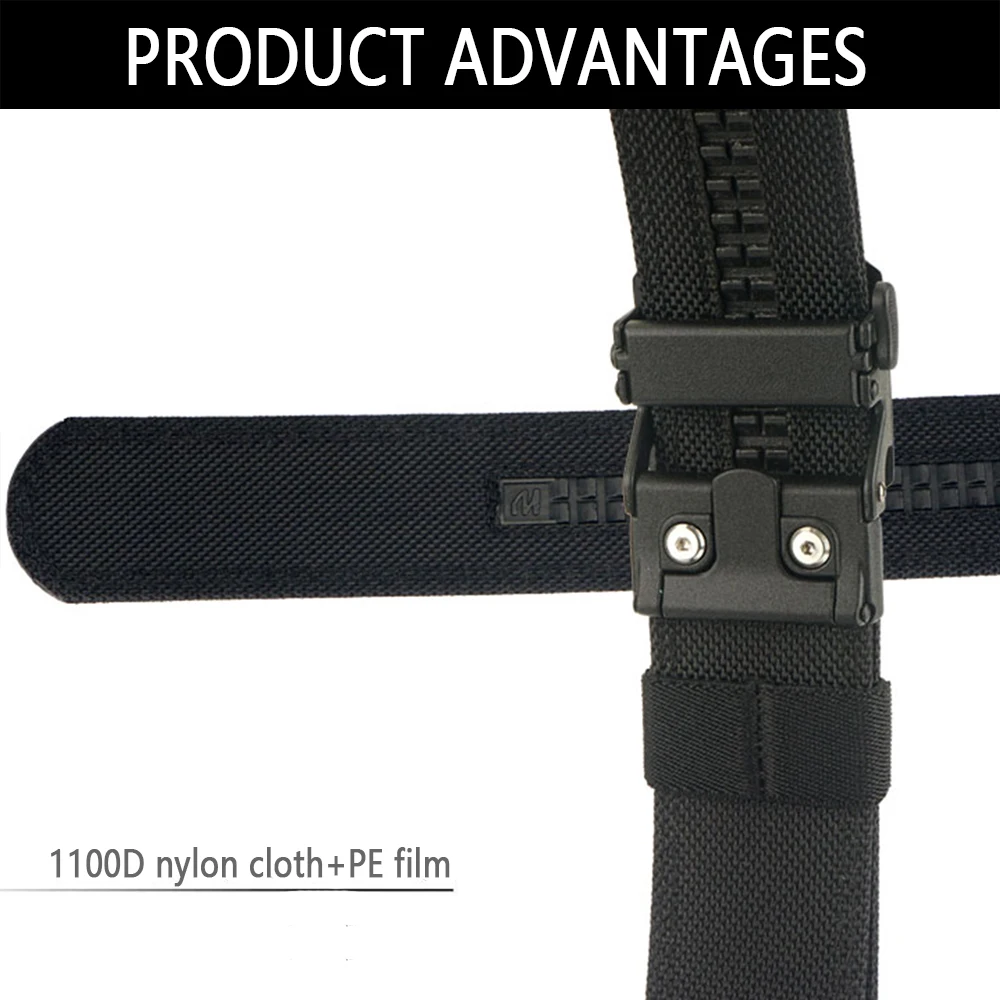 TUSHI Harter taktischer Waffengürtel für Männer, Metall, automatische Schnalle, dickes Nylon, Polizei-Militärgürtel, lässiger Gürtel, IPSC-Gürtel für Männer – Detail 9