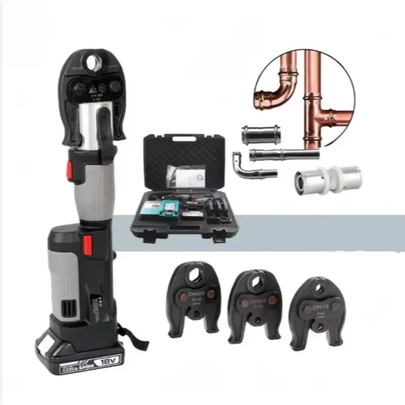Electric Cordless Rechargeable 1/2 -1 Hydraulic Press Tool Kit PEX Copper Tube Fittings Crimper Stainless Steel Pipe Crimping