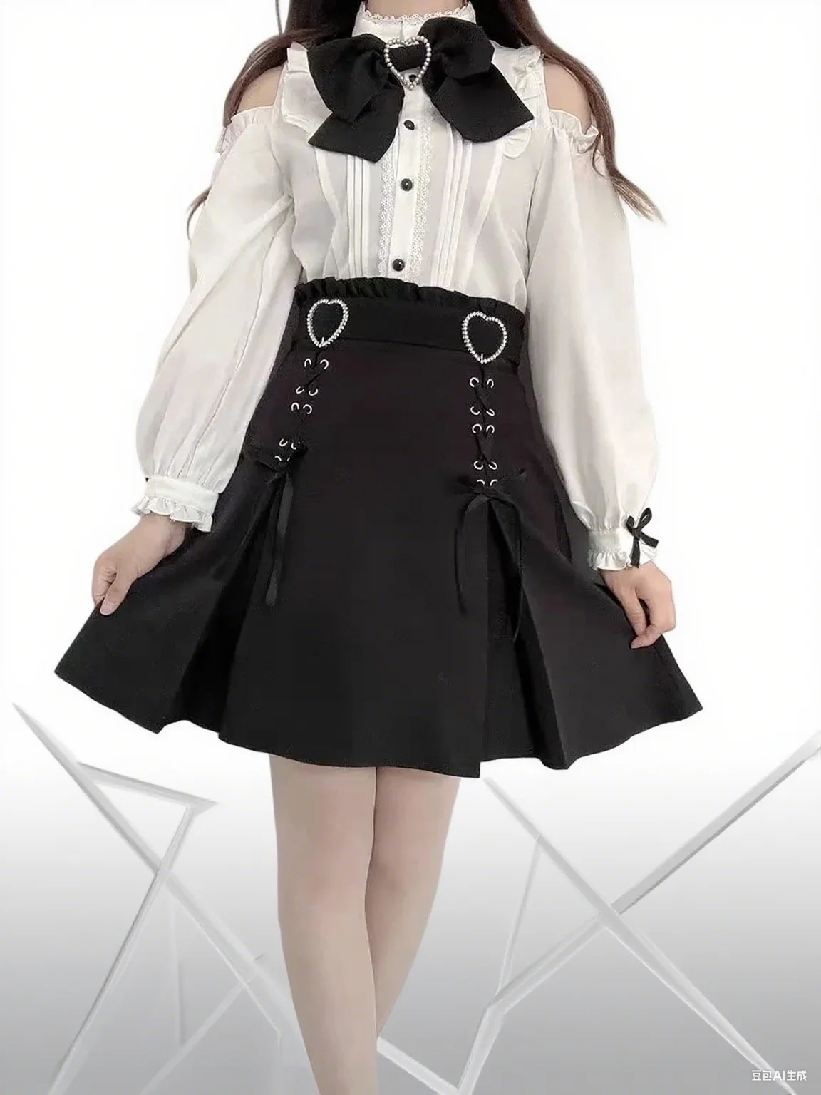 

MAGOGO 2025 Y2k Эстетическая юбка в стиле Харадзюку Милая девушка с высокой талией Мини-бандажные юбки в стиле Лолиты Женская однотонная уличная одежда Готическая Jk Saia