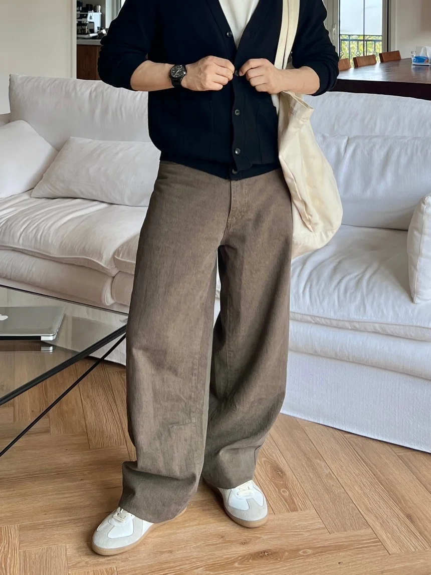 

Cleanfit Vintage Brown Workwear Jeans Men's Loose Straight Casual Pants American High Street Trend Brand Tagkita Youth Jeans