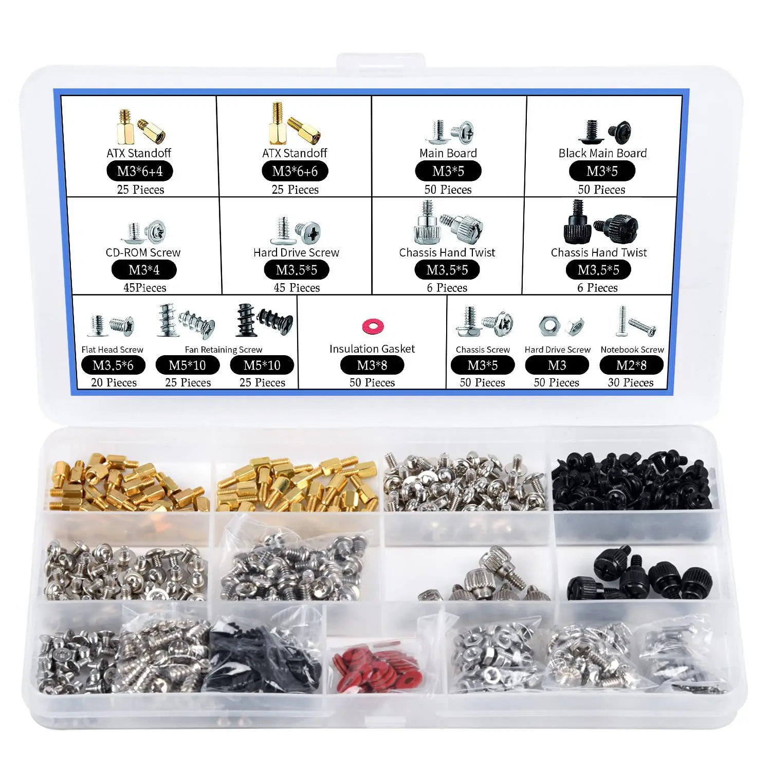 502Pcs Computer Motherboard Screw Kit Stand Screws Suitable for Motherboard Graphics Card Hard Drive DIY