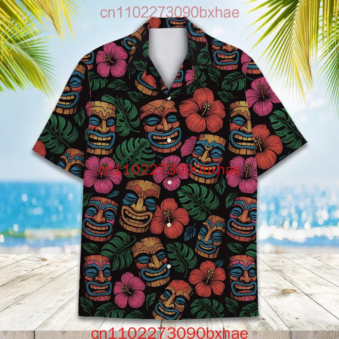 

Винтажная мужская рубашка в стиле Тики с 3D принтом, мужская одежда, летняя повседневная Гавайская пляжная Гавайская модная праздничная рубашка в стиле Харадзюку