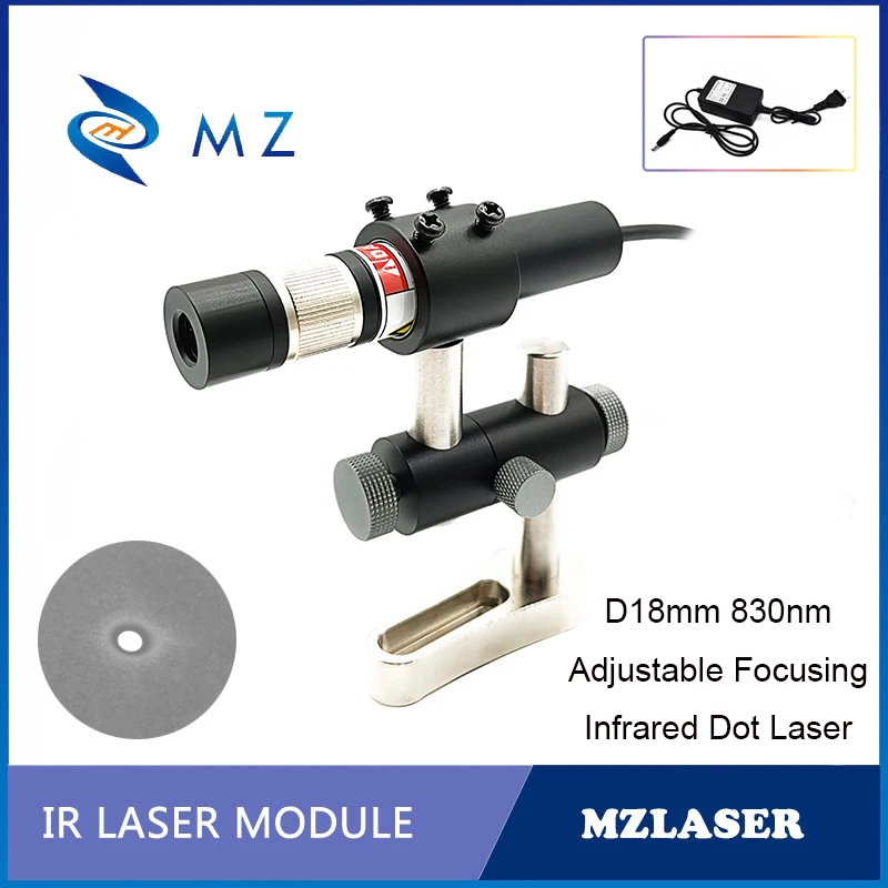 

High Quality Adjustable Focusing D18mm 830nm 100mW IR Infrared Round Dot Laser Module With Bracket + Adapter Industrial Grade